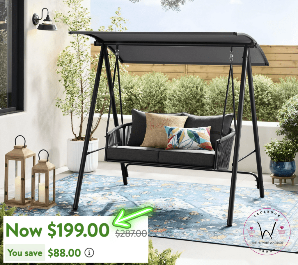 Mainstays Lawson Ridge 2-Seat Steel Outdoor Freestanding Porch Swing!